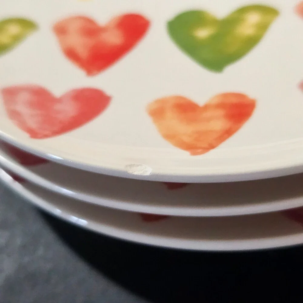 Set of 10 Maxera Hearts Snack Appetizer Serving Set Plates Mugs